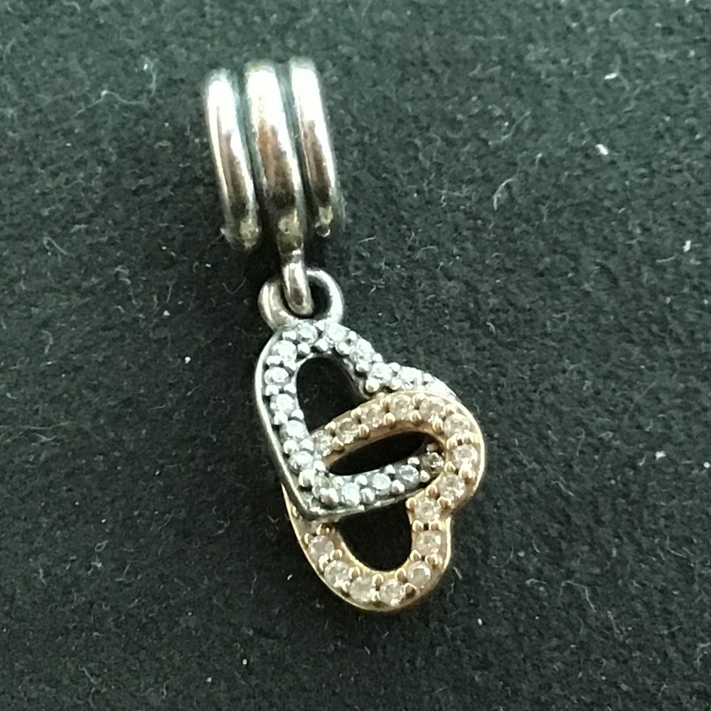 Pandora double angle heart 14K gold and silver